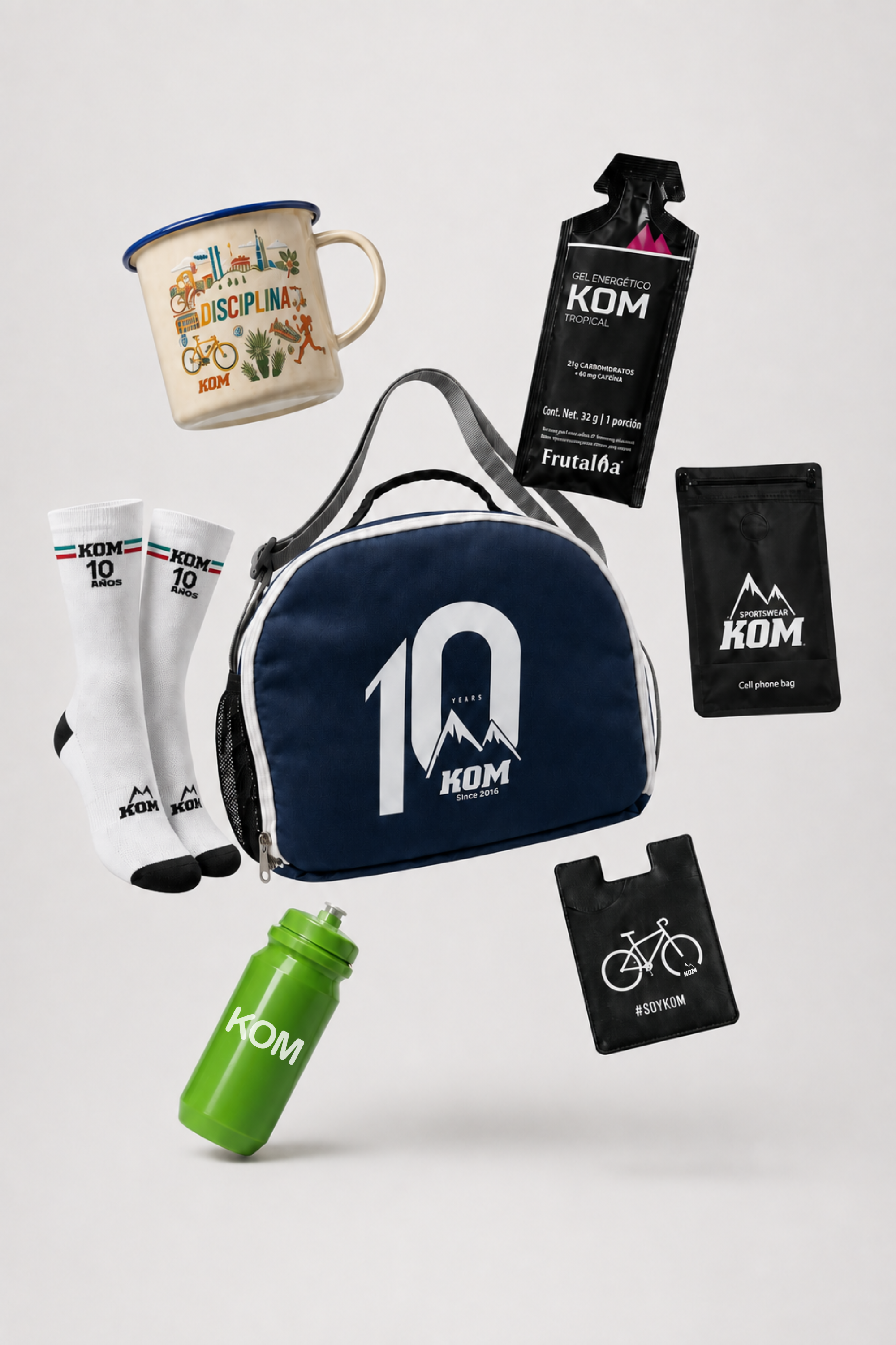 Kit Conmemorativo 10 Años KOM para Ciclistas y runners