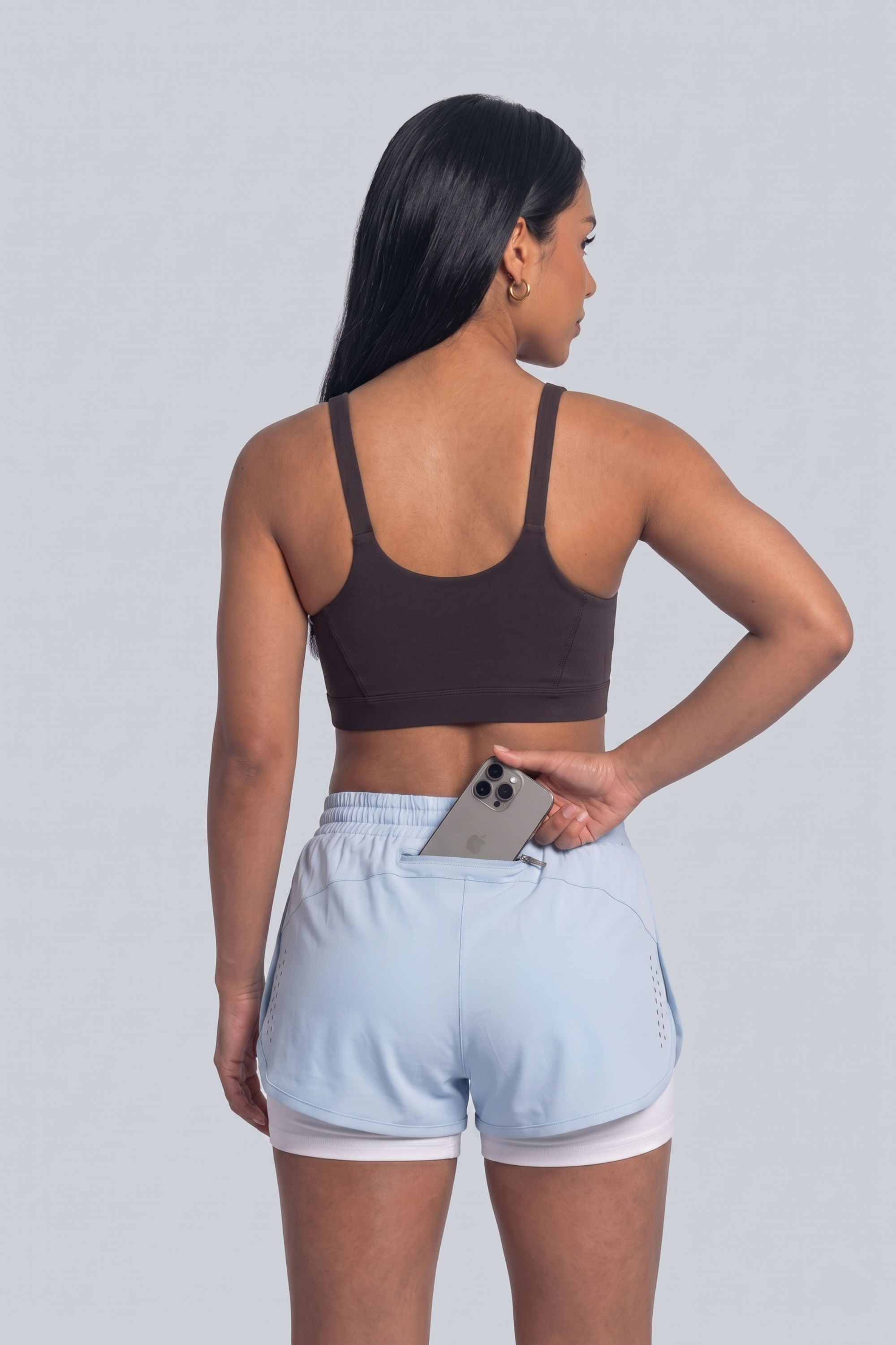Short Running Deportivo Mujer Línea Giro con Boxer Interno y Bolsillos