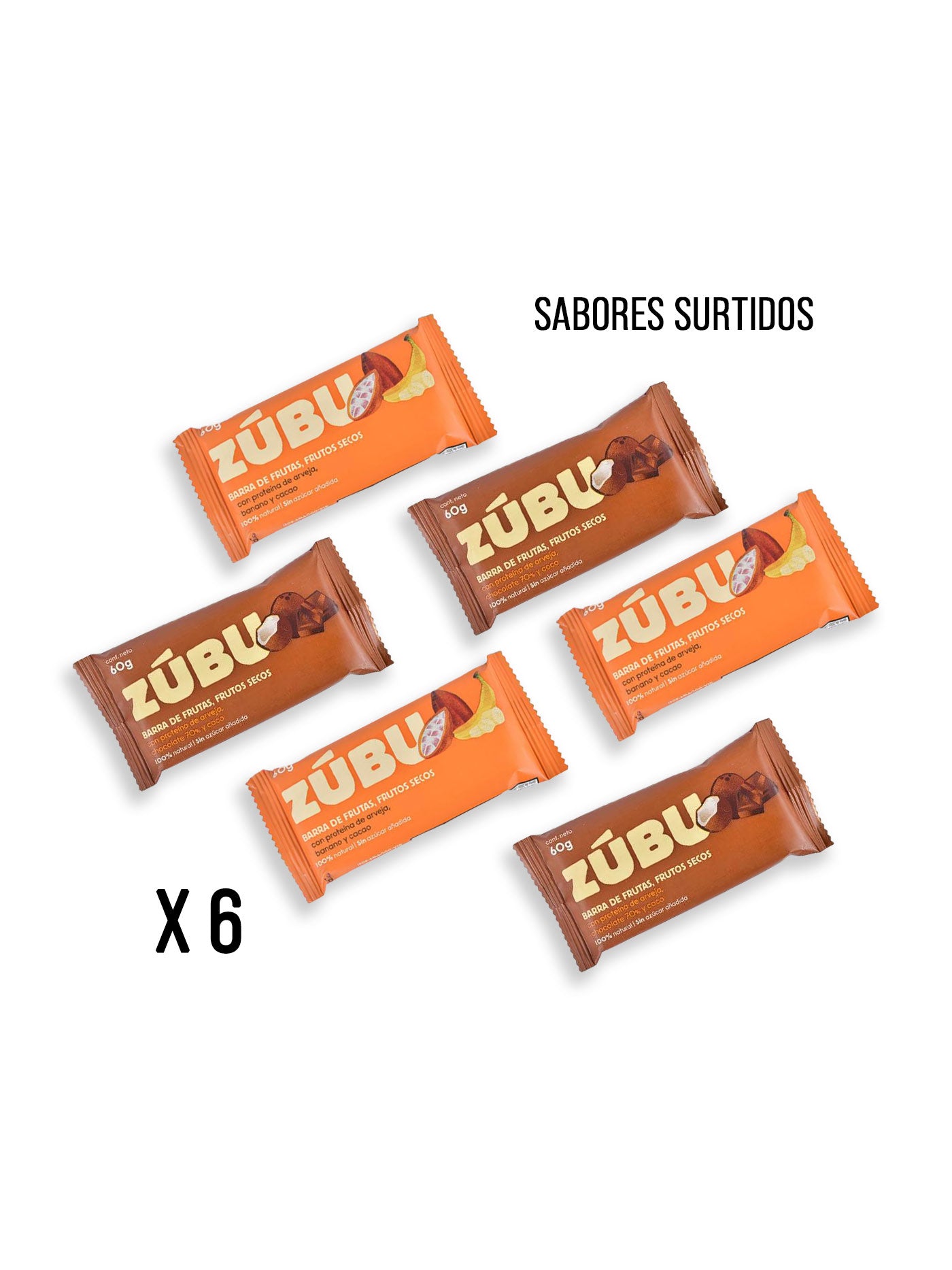 Zúbu barra de frutas, frutos secos - Caja x6 und - 60gr