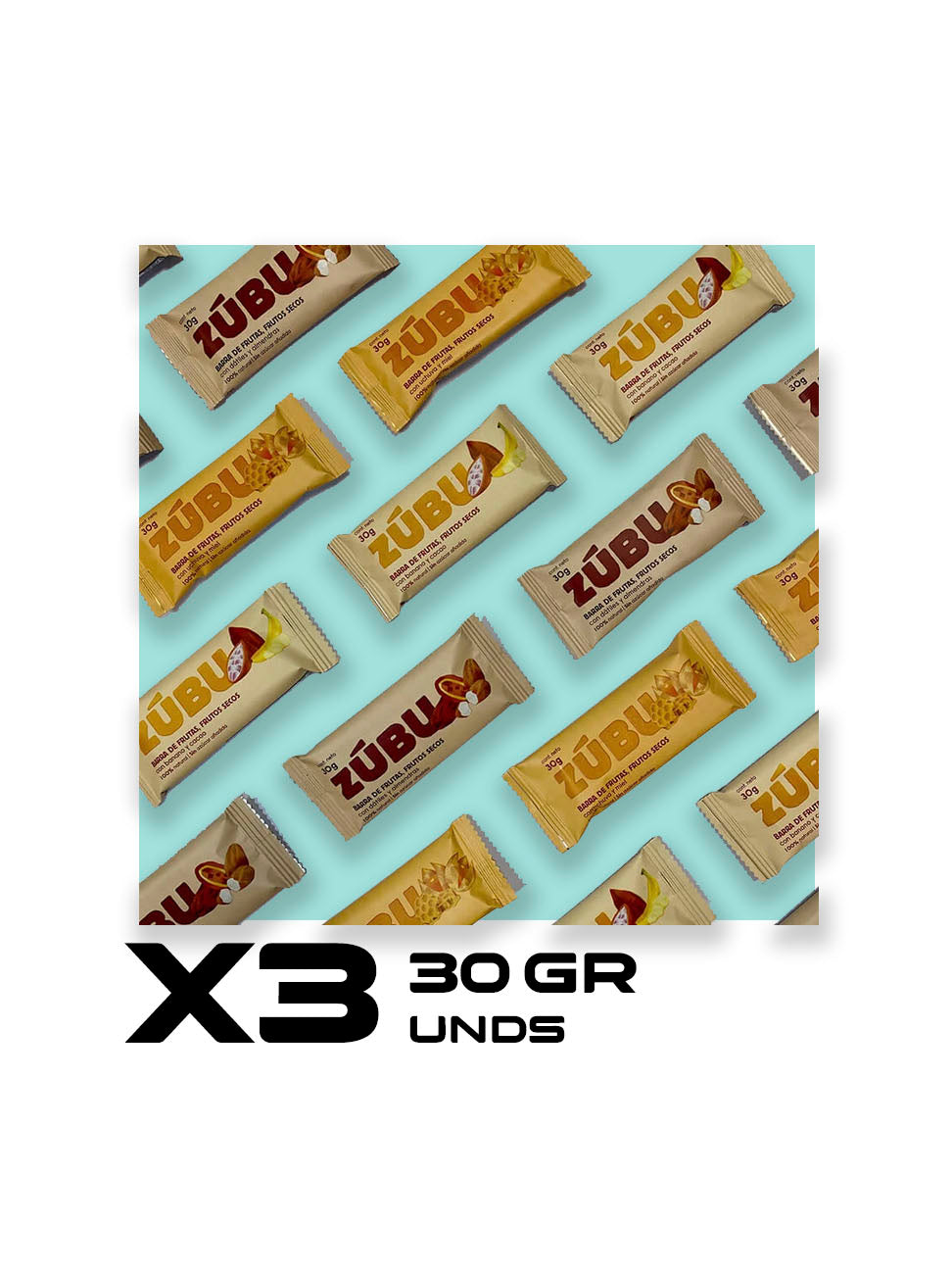ZUBU barra de frutas, frutos secos 30 gr - X3 und