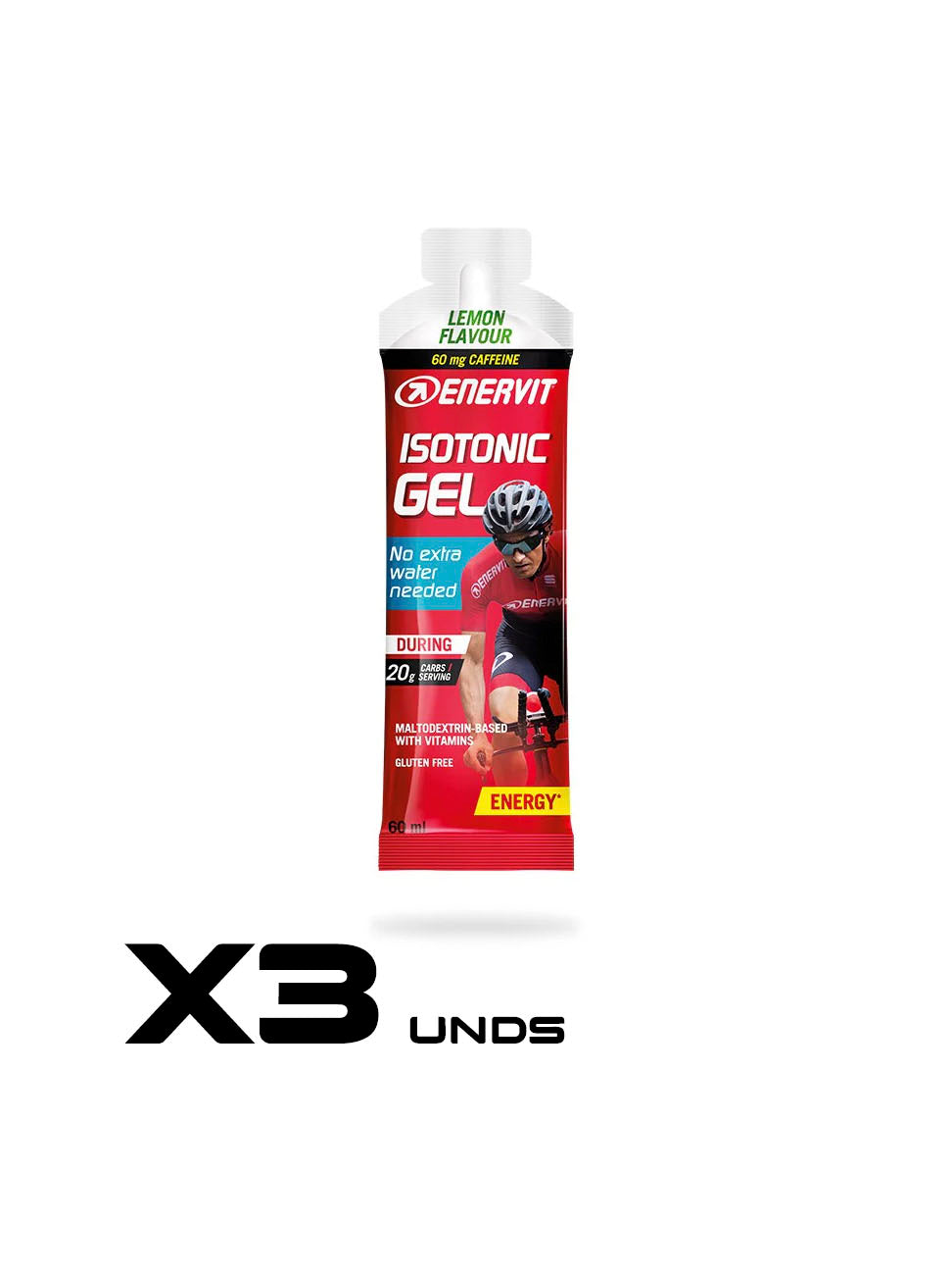 GEL ENERVIT ISOTONICO + CAFEINA 60ML X 3