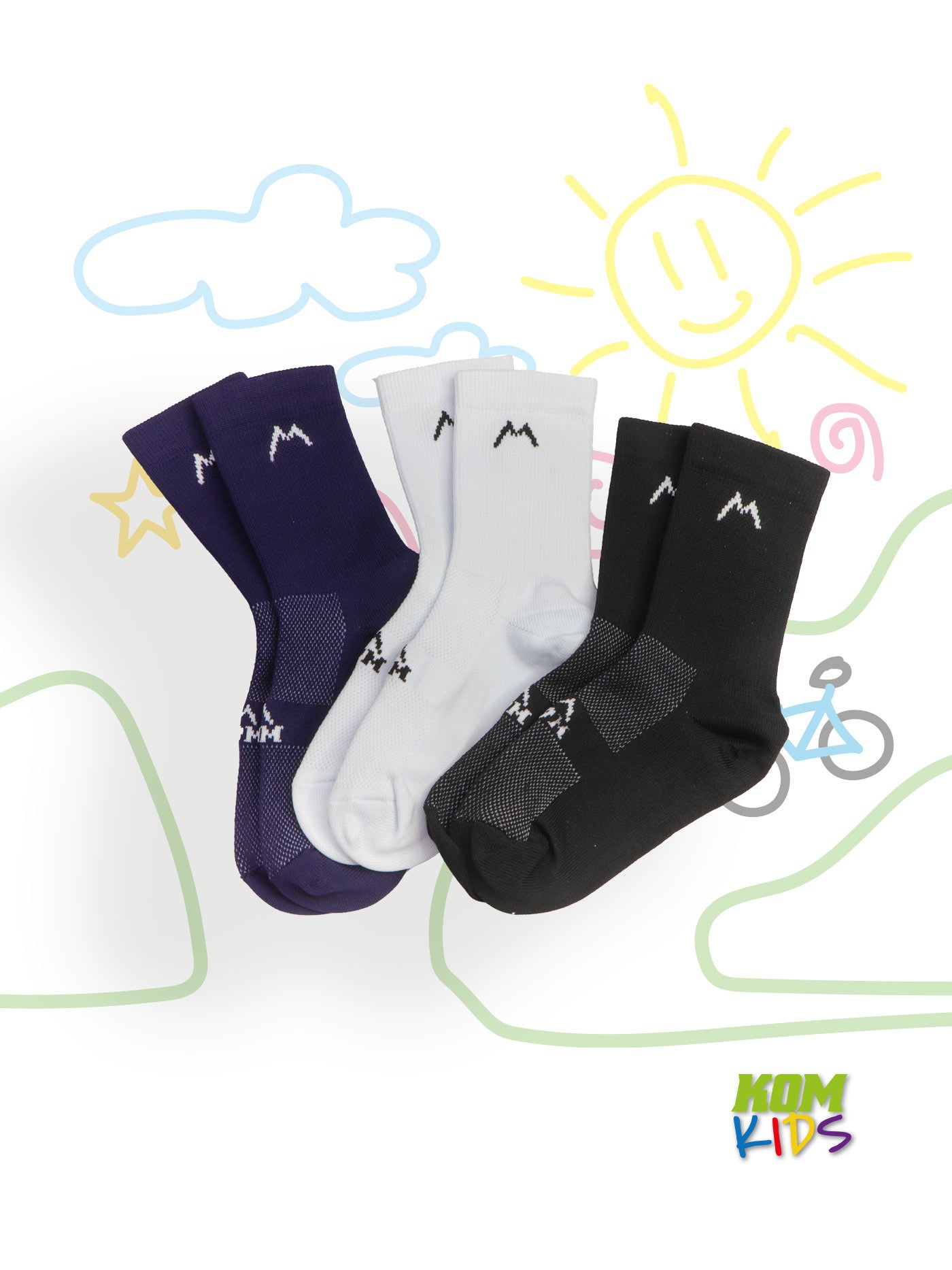 Medias para niños kids ciclismo, running PACK X3 PARES